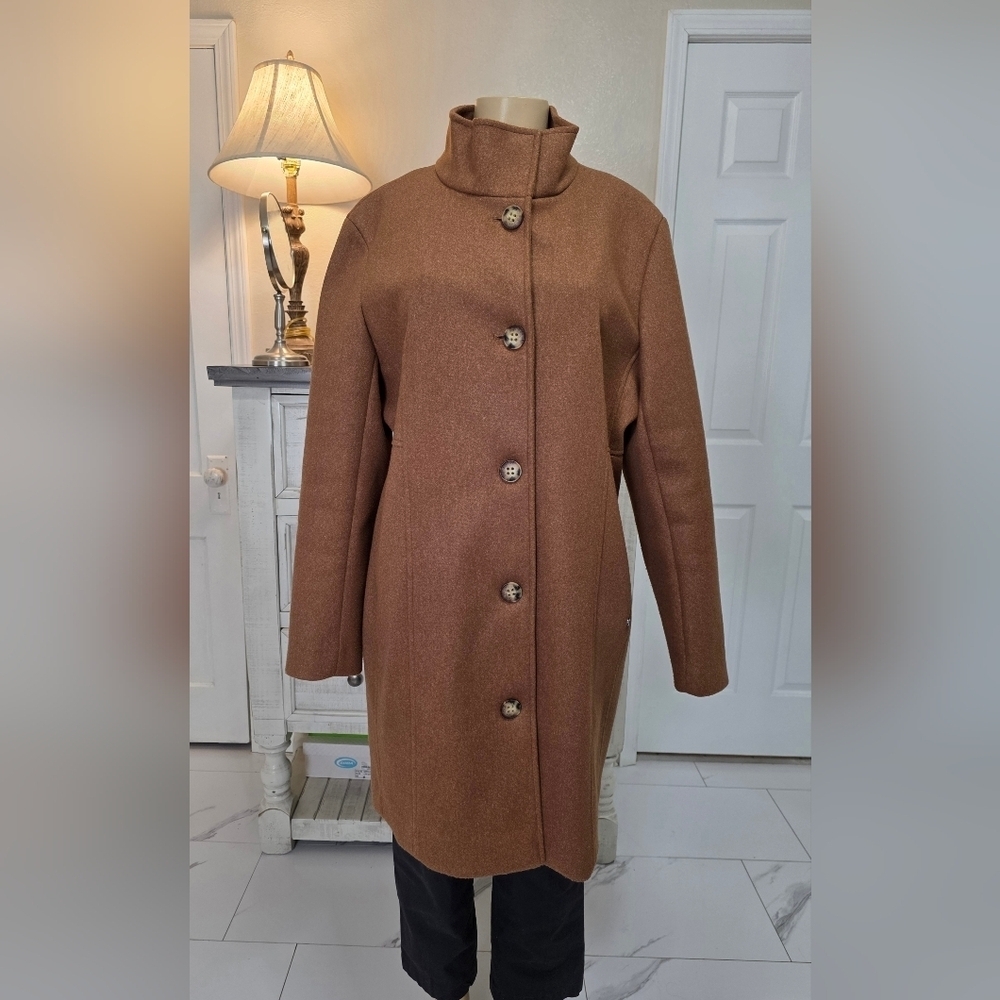 Women's Brown Wool Coat - Picture 5 of 11